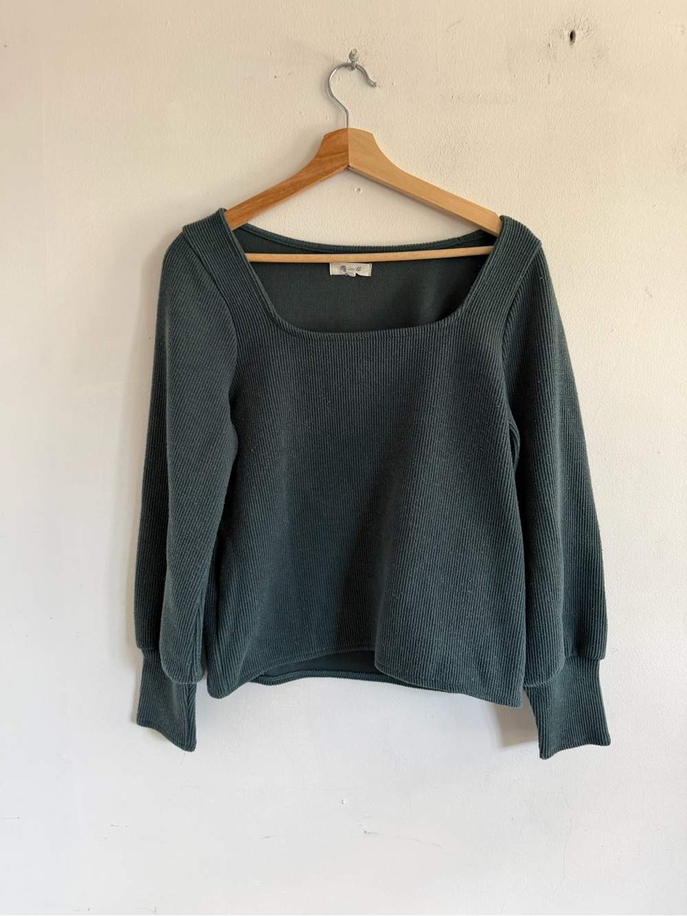 Madewell Women's Square-Neck Knit Sweater - Teal Green